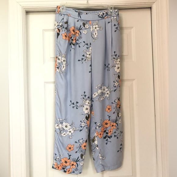 J. Crew Garden Floral Sky Blue Silky High-rise Pocket Pants - Picture 3 of 16